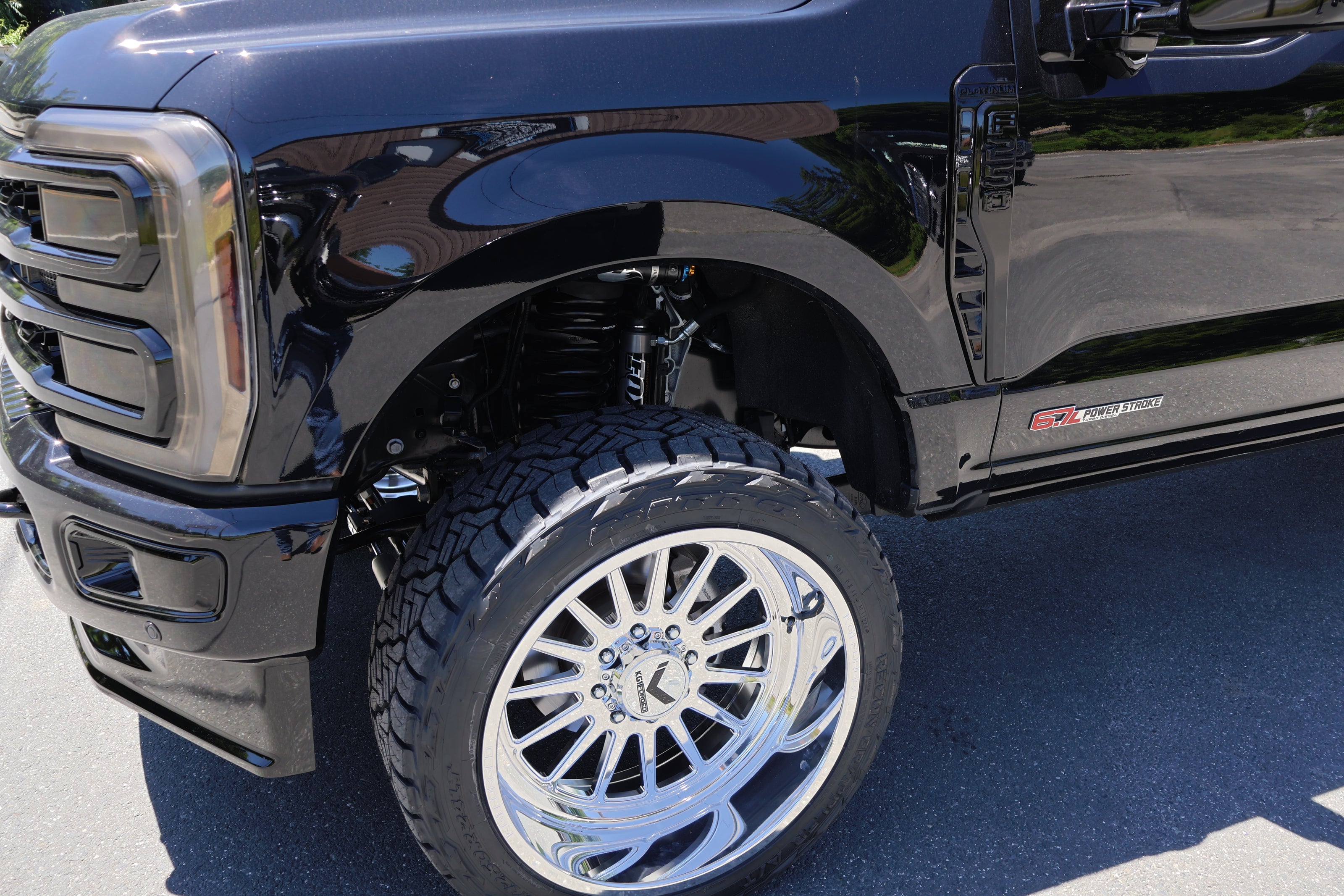 front driver side view of black power stroke turbo diesel