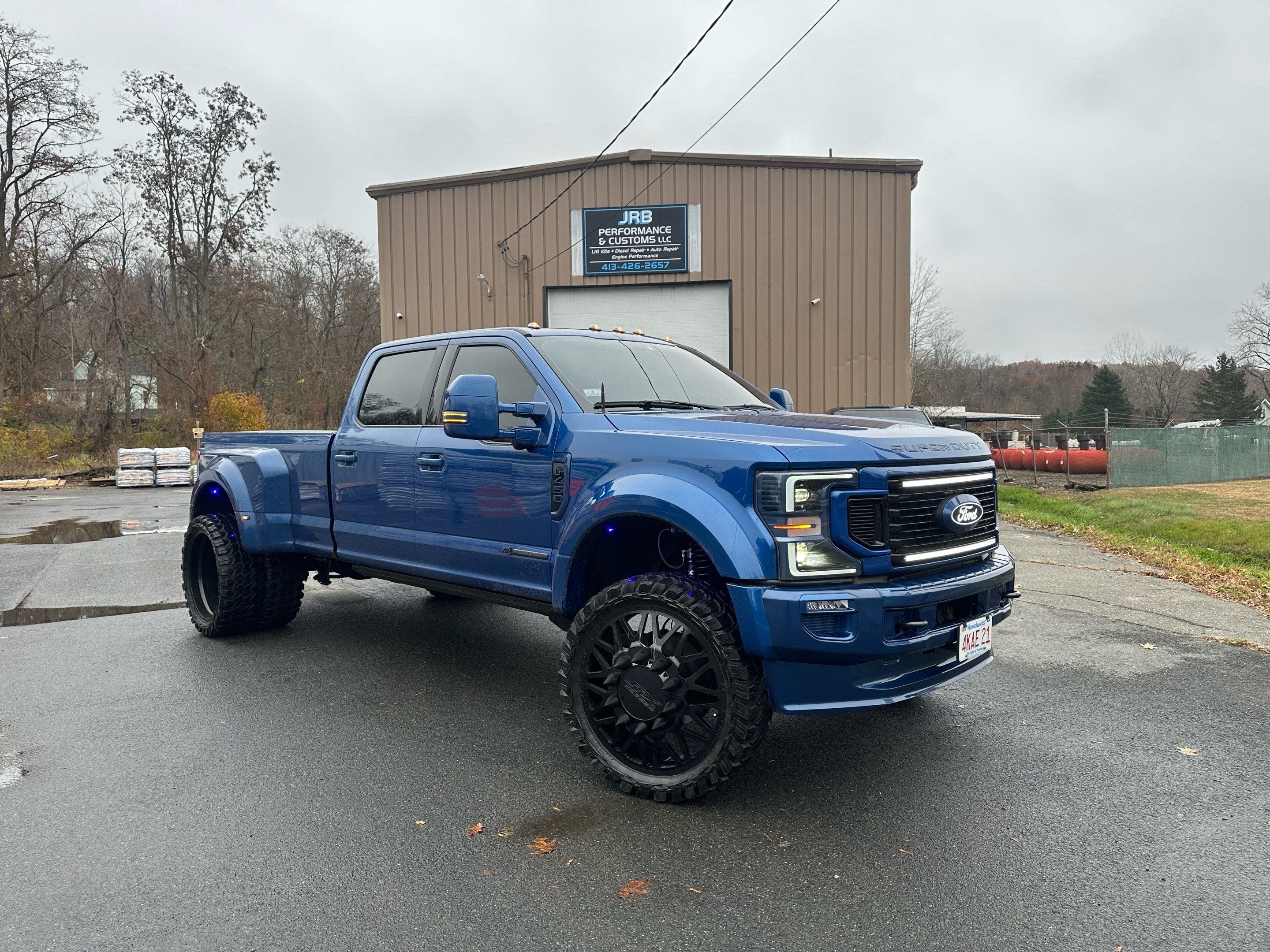 blue ford 450 post suspension upgrade